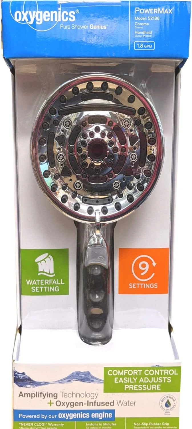 سردوش دستی کروم Oxygenics PowerMax با 9 حالت پاشش