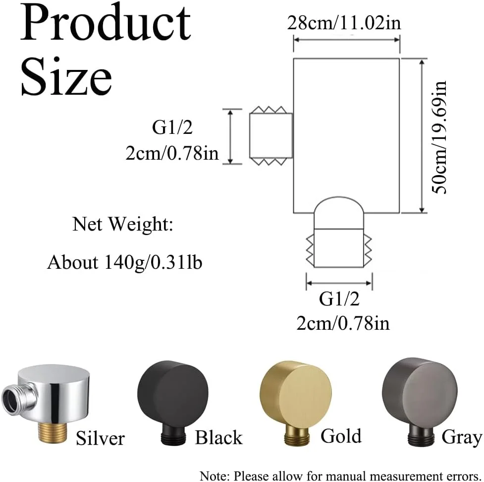اتصال دیواری شلنگ دوش دستی طلایی، اتصال G1/2 اینچ گرد خروجی آب برای حمام منزل و هتل