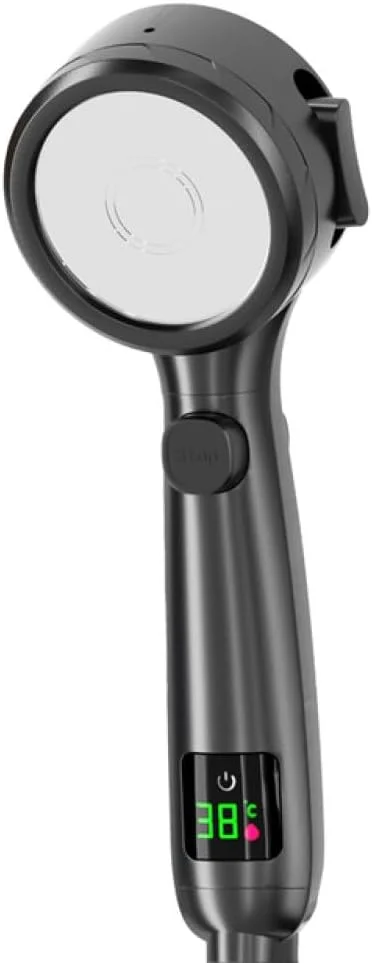 سردوش دستی حمام پرفشار PEKITI، سردوش صرفه جویی در آب با اسپری قابل تنظیم و نمایشگر دیجیتال LED دما، مشکی، 1