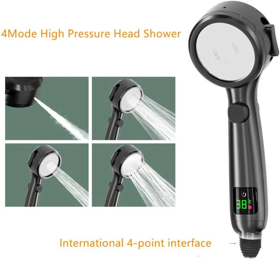 سردوش دستی حمام پرفشار PEKITI، سردوش صرفه جویی در آب با اسپری قابل تنظیم و نمایشگر دیجیتال LED دما، مشکی، 1 سردوش دستی حمام پرفشار PEKITI، سردوش صرفه جویی در آب با اسپری قابل تنظیم و نمایشگر دیجیتال LED دما، مشکی، 1