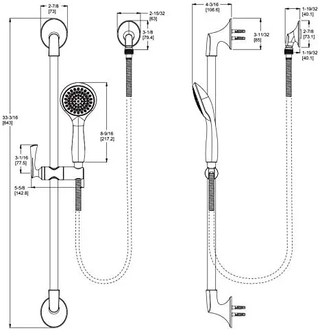 دوش دستی Pfister LG16-3RHC Rhen به همراه میله لغزنده، کروم براق