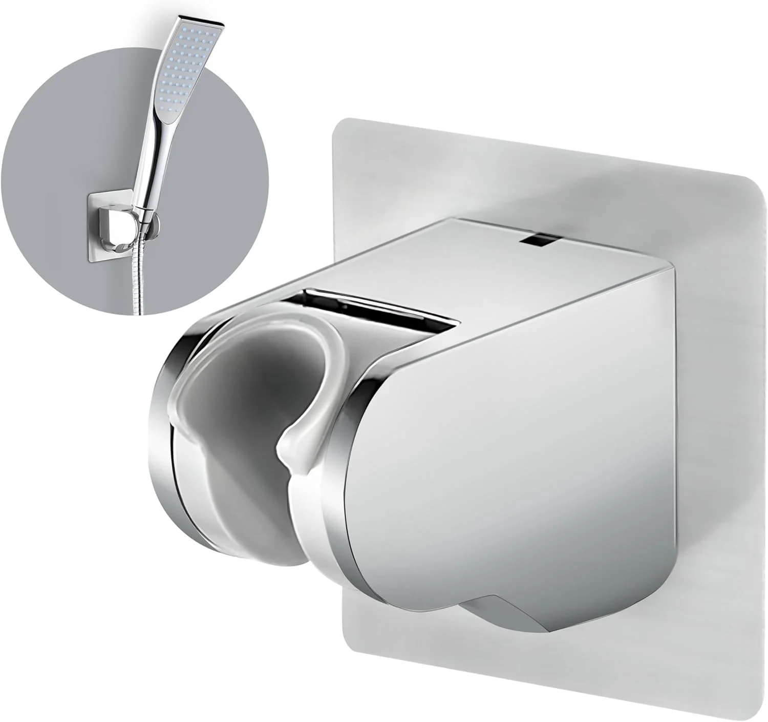 نگهدارنده دوش دستی Plantex ABS برای حمام / نگهدارنده دوش دستی قابل تنظیم با چسبندگی قوی / براکت دیواری بدون نیاز به سوراخ کاری - (کروم)