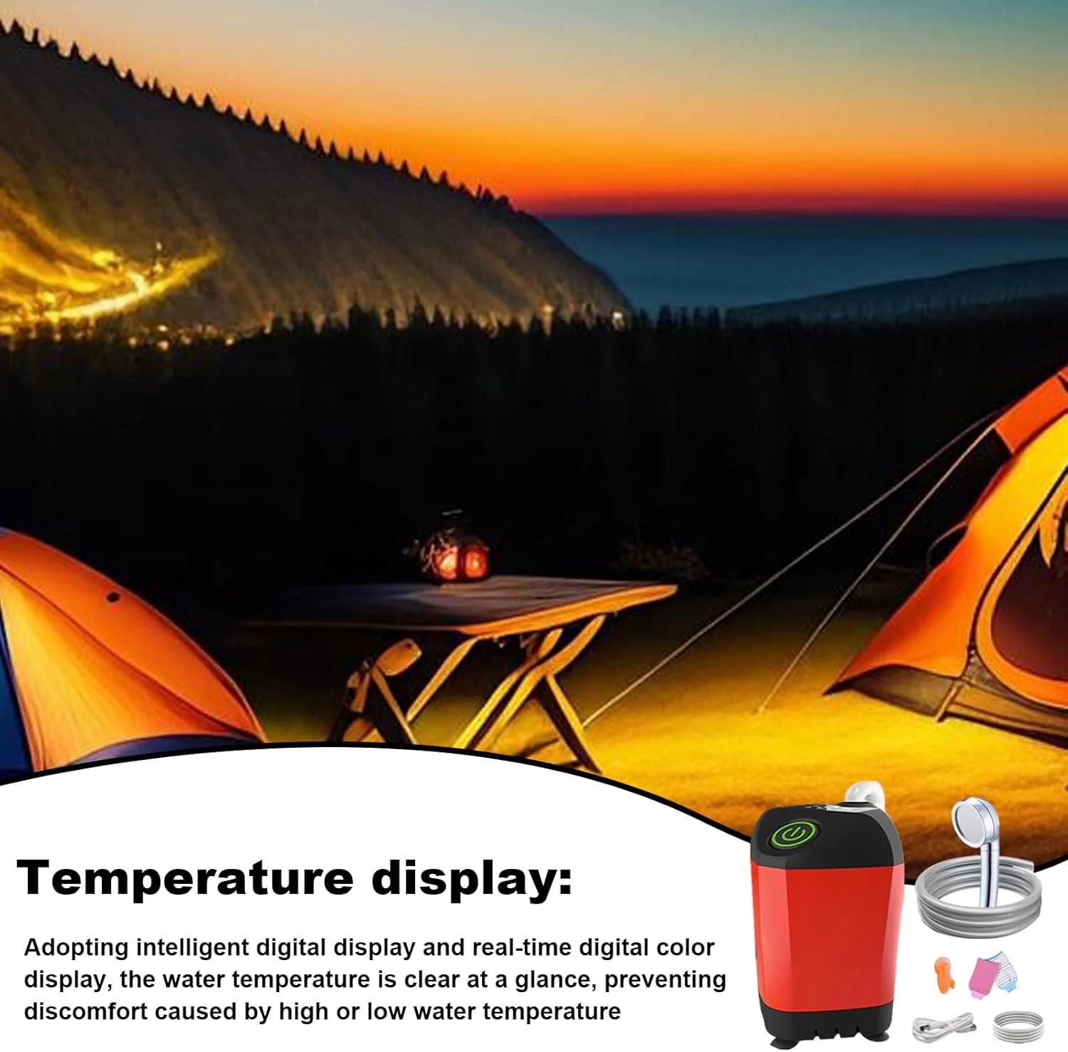 دوش کمپینگ قابل حمل با سر دوش - سر دوش دستی جداشدنی با عملکرد چند منظوره برای مسافرت، تمیز کردن حیوانات خانگی و کوله گردی