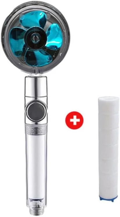 ست دوش پرفشار با فیلتر فن، سر دوش با قابلیت توقف آب با یک لمس، اسپری کننده و سر دوش دستی صرفه جویی در آب، آبی