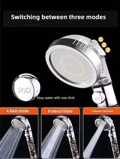 سردوش دستی ABS با کیفیت عالی به همراه فیلترهای یونی، طراحی پرفشار و صرفه جویی در آب، دارای 3 حالت عملکرد، کلید تک