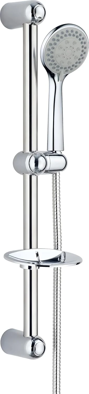 ست دوش استیل ضد زنگ با کیفیت عالی – سردوش دستی 5 حالته با شلنگ 1.5 متری، اسپری بالایی 200 میلی‌متری، میله قابل تنظیم 25x54 سانتی‌متری و دوش دستی 100x240 میلی‌متری