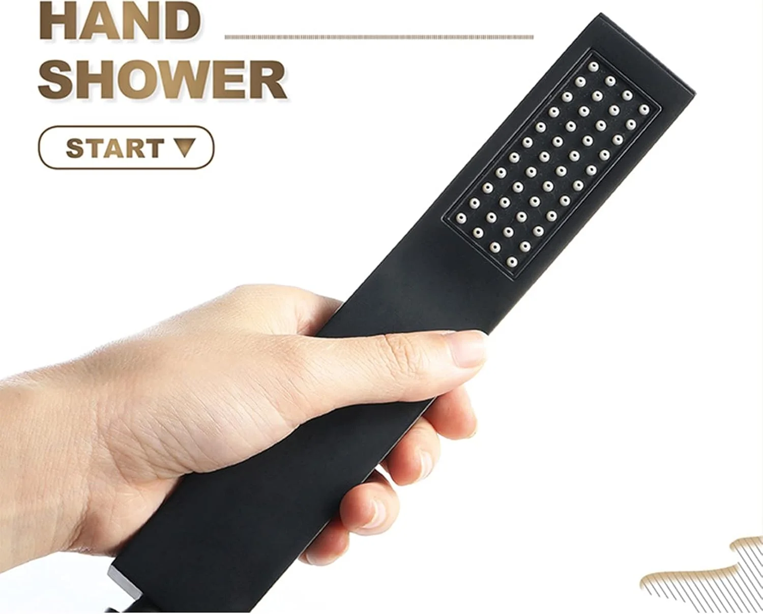 سری دوش حمام دستی برنجی جامد با فشار قوی با شلنگ استیل 59 اینچی و براکت دوش قابل تنظیم