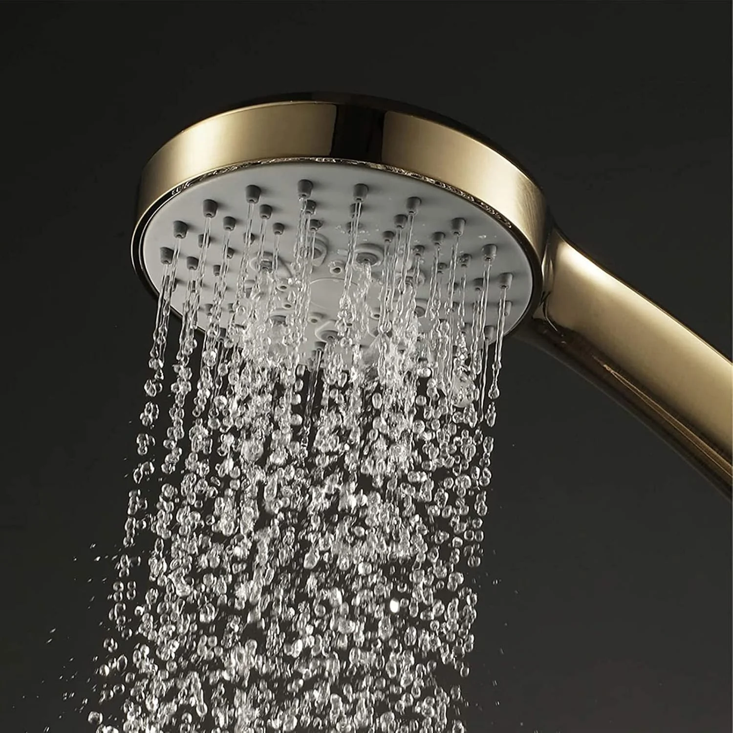 سردوش حمام فشار قوی طلایی برس خورده گرد با 3 حالت اسپری قابل تنظیم و جداشدنی