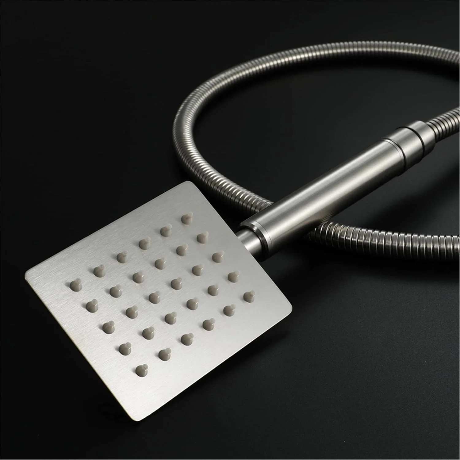 سردوش دستی استیل ضد زنگ با فشار قوی، دارای نگهدارنده برنجی و شلنگ، جایگزین سردوش کاهنده مصرف آب، گرد