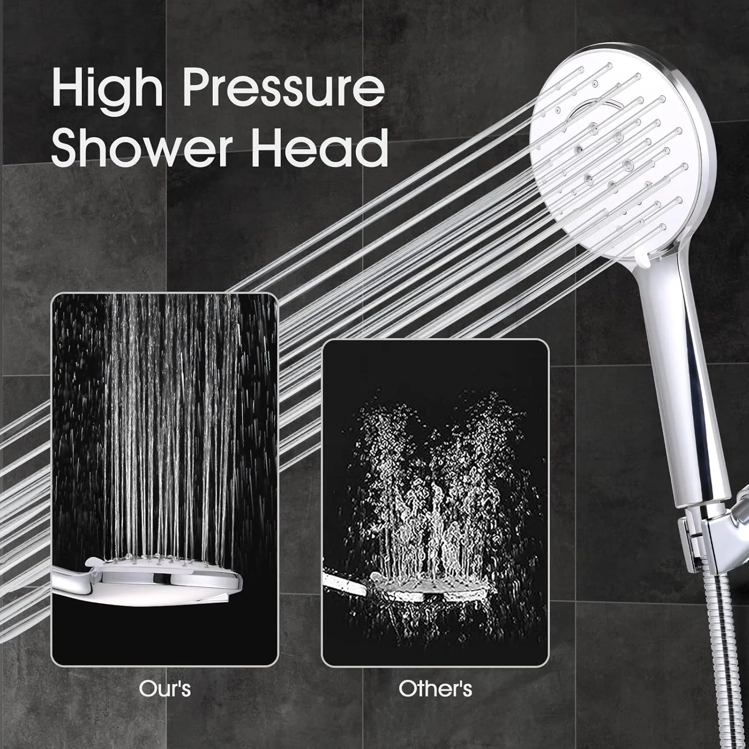 سردوش حمام فشار قوی با سردوشی دستی، دارای 6 حالت پاشش، ست سردوش جداشدنی 4.72 اینچی با شلنگ استیل ضد زنگ و براکت قابل تنظیم، دارای قابلیت شستشوی قوی برای تمیز کردن وان، کاشی و حیوانات خانگی