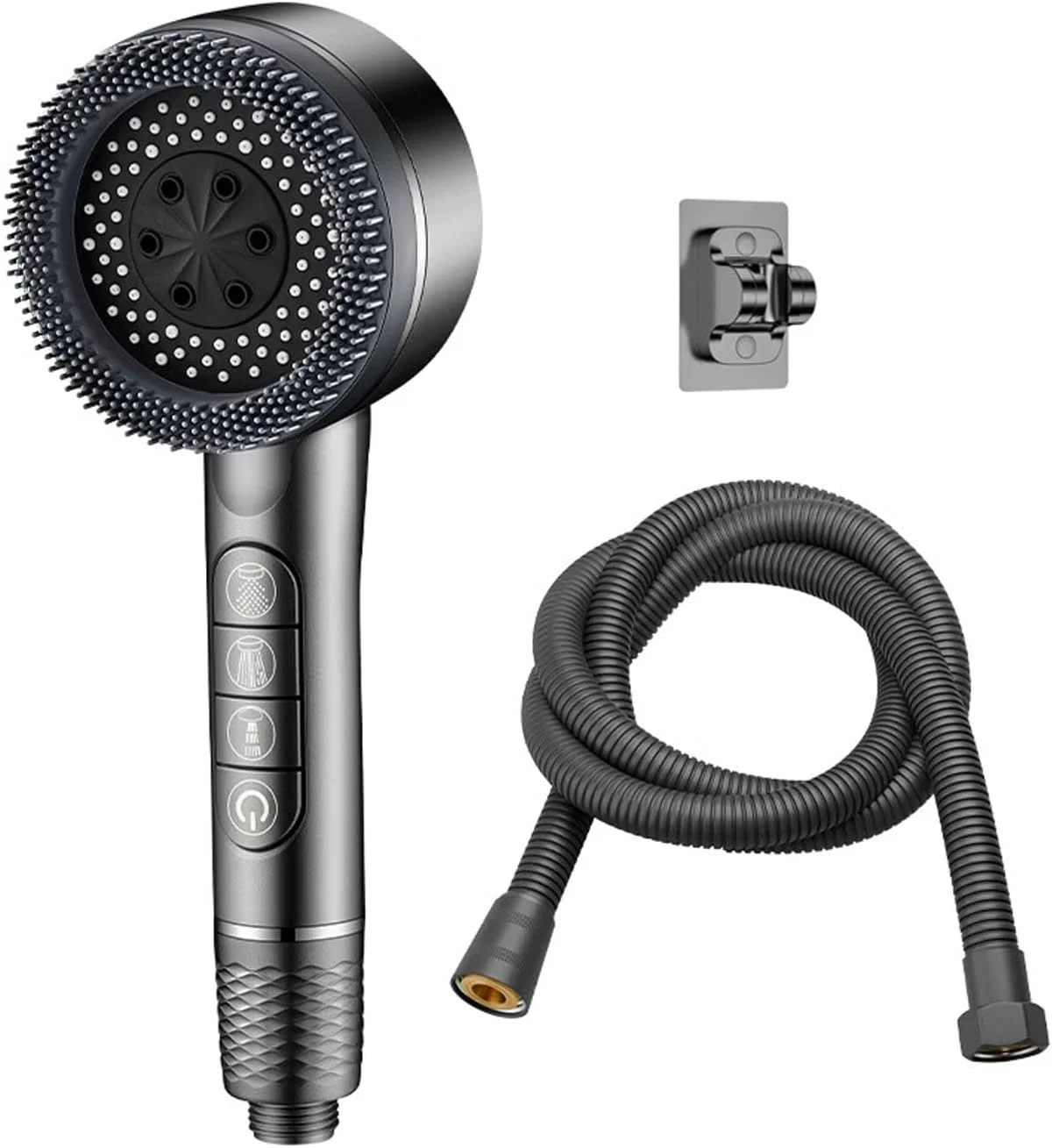 سردوش حمام با ۴ حالت مختلف، فشار آب قوی، صرفه جویی در مصرف آب، دارای فیلتر و لوله PVC به طول ۱.۵ متر به همراه پایه، نصب آسان و دارای فیلتراسیون پنبه PP برای مراقبت از پوست و مو