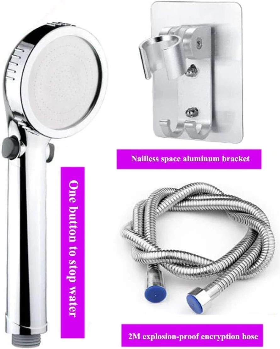 سردوش حمام دستی با فشار قوی، دارای دکمه روشن/خاموش و توقف، 3 حالت تنظیمات صرفه جویی در آب، روکش کروم، لوازم جانبی حمام سردوش حمام دستی با فشار قوی، دارای دکمه روشن/خاموش و توقف، 3 حالت تنظیمات صرفه جویی در آب، روکش کروم، لوازم جانبی حمام