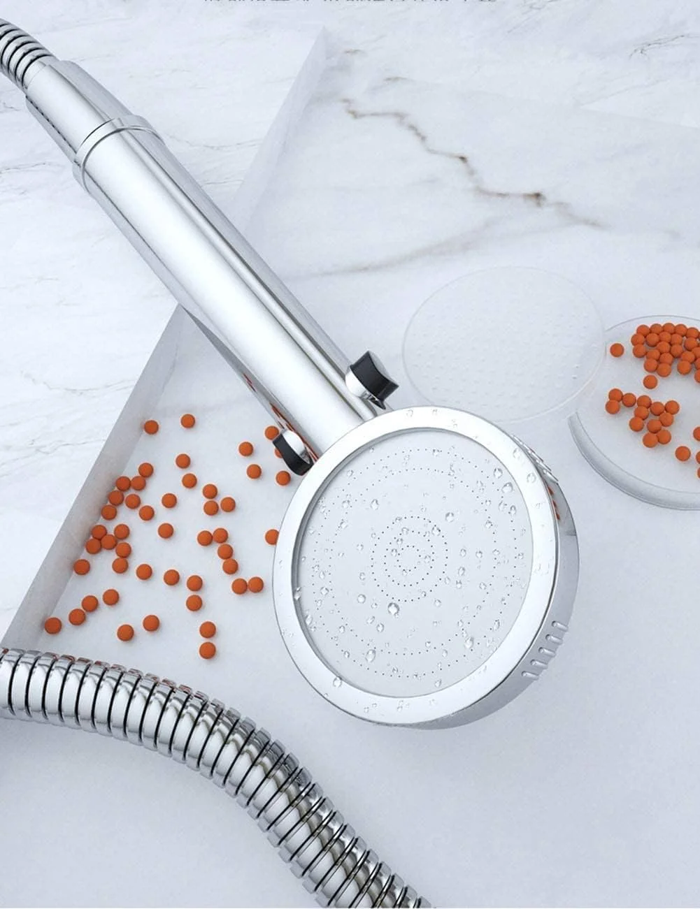 سردوش حمام دستی فشار قوی با کلید روشن/خاموش مکث، دارای 3 حالت تنظیمات صرفه جویی در آب، لوازم جانبی حمام با روکش کروم