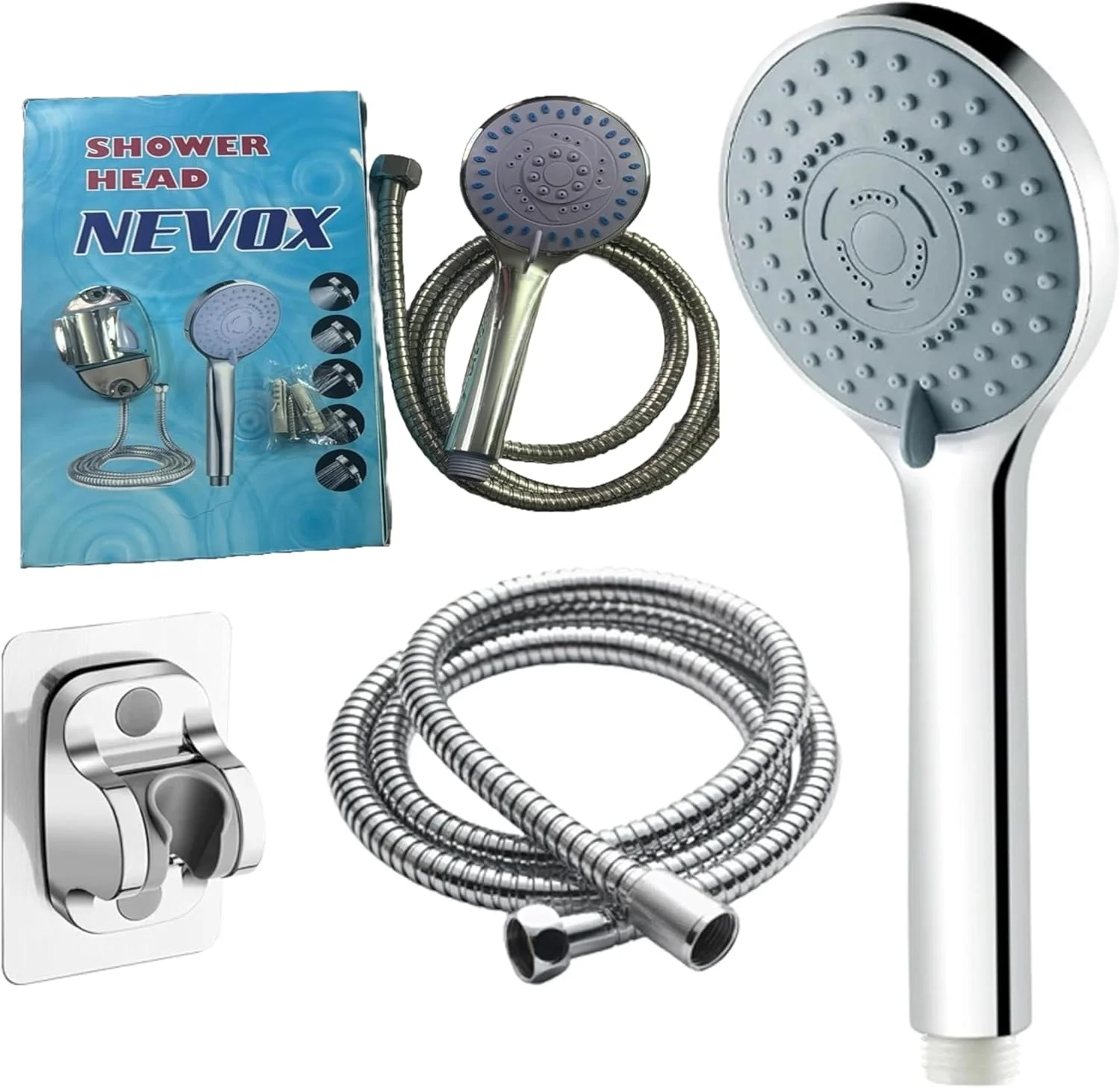 سردوش دستی فشار قوی با شلنگ 1.5 متری و گیره قابل تنظیم | ست سردوش حمام | سردوش قابل حمل با شلنگ و نگهدارنده | نصب آسان و طراحی ضد نشت