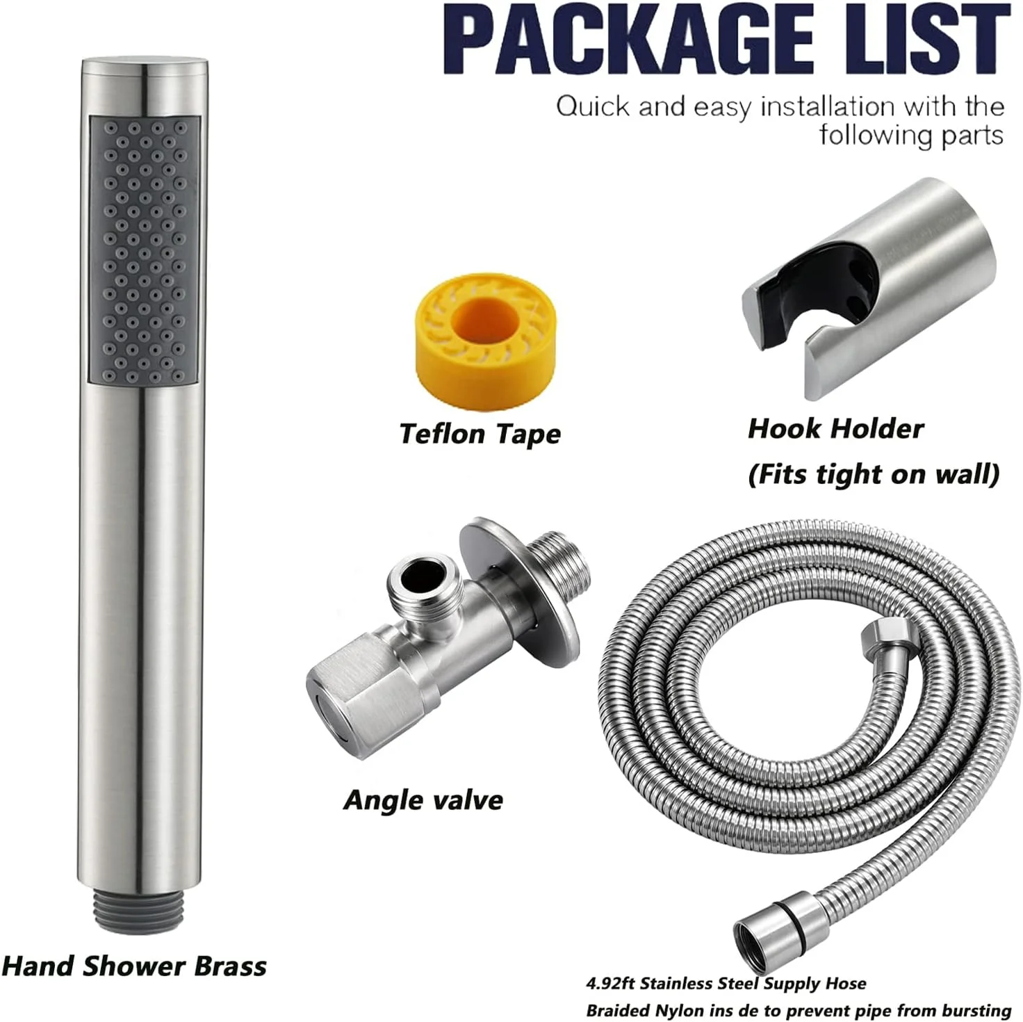 سردوش های حمام فشار قوی با سردوش دستی بارانی، سردوش دستی صرفه جویی در آب با شلنگ بلند 59 اینچی و براکت - سردوش جایگزین