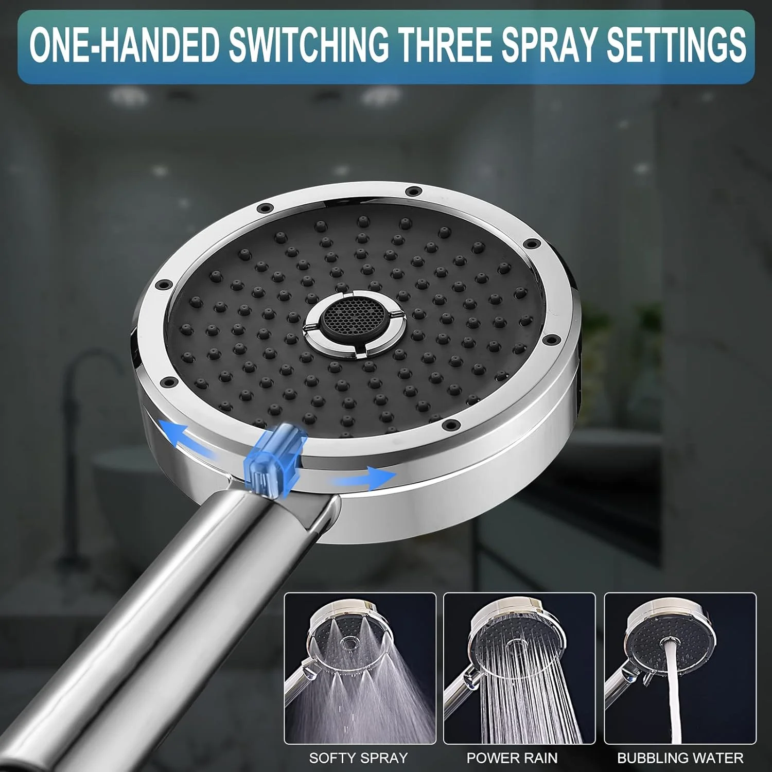 سردوش حمام فشار قوی با سه حالت اسپری دستی، سردوش دستی جداشدنی با روکش کروم، شلنگ نیکل برس خورده 150 سانتیمتری و براکت قابل تنظیم برای حمام، نوزاد و حیوانات خانگی سردوش حمام فشار قوی با سه حالت اسپری دستی، سردوش دستی جداشدنی با روکش کروم، شلنگ نیکل برس خورده 150 سانتیمتری و براکت قابل تنظیم برای حمام، نوزاد و حیوانات خانگی