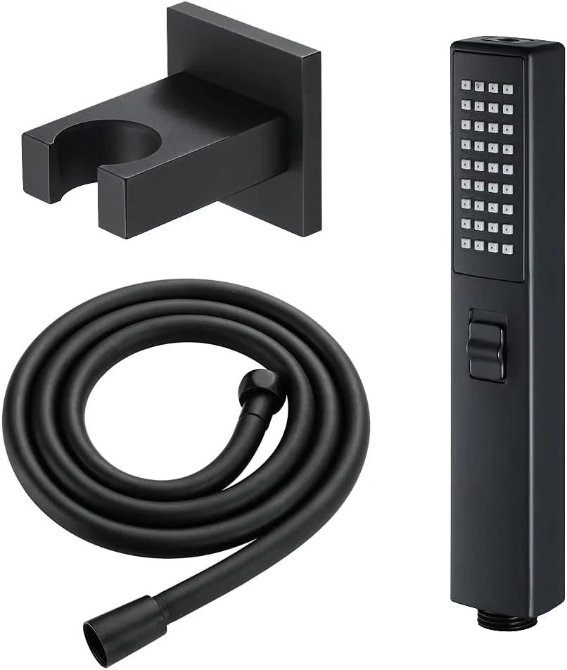 سری دوش دستی فشار قوی با 2 حالت خروجی آب، به همراه شلنگ 1.5 متری و پایه برنجی کروم