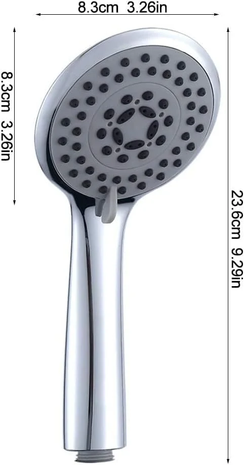 سردوش دستی فشار قوی با 5 حالت پاشش قدرتمند، به همراه شلنگ استیل ضد زنگ، کروم، L