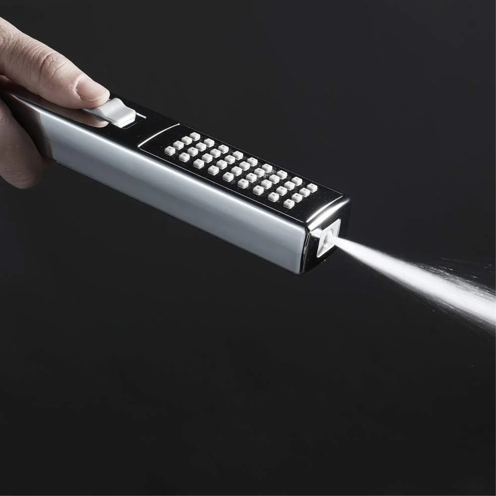 سردوش دستی فشار قوی با 2 حالت خروجی آب، مجموعه سردوش مربعی با شلنگ 1.5 متری و پایه برنجی کروم