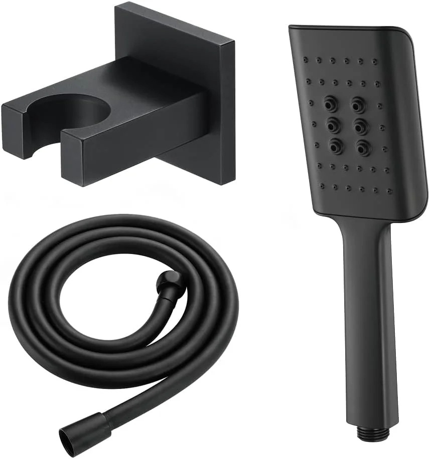 سردوش دستی فشار قوی X با سه حالت، کیت سردوش دستی مشکی، سردوش دستی مدرن با شلنگ بلند و پایه برنجی