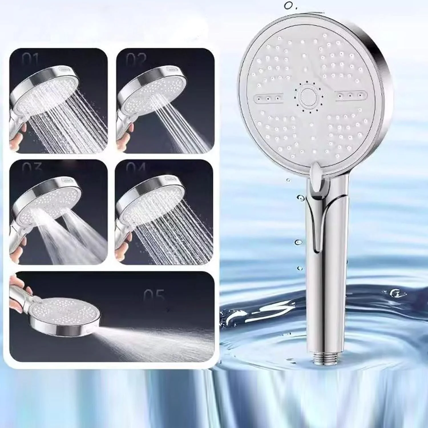 سردوش حمام فشار قوی، سردوش دستی تقویت کننده فشار، سردوش 5 حالته لوازم جانبی حمام برای خانه آپارتمان هتل خوابگاه شستشو حمام کردن حیوانات خانگی تمیز کردن کودکان بزرگسالان