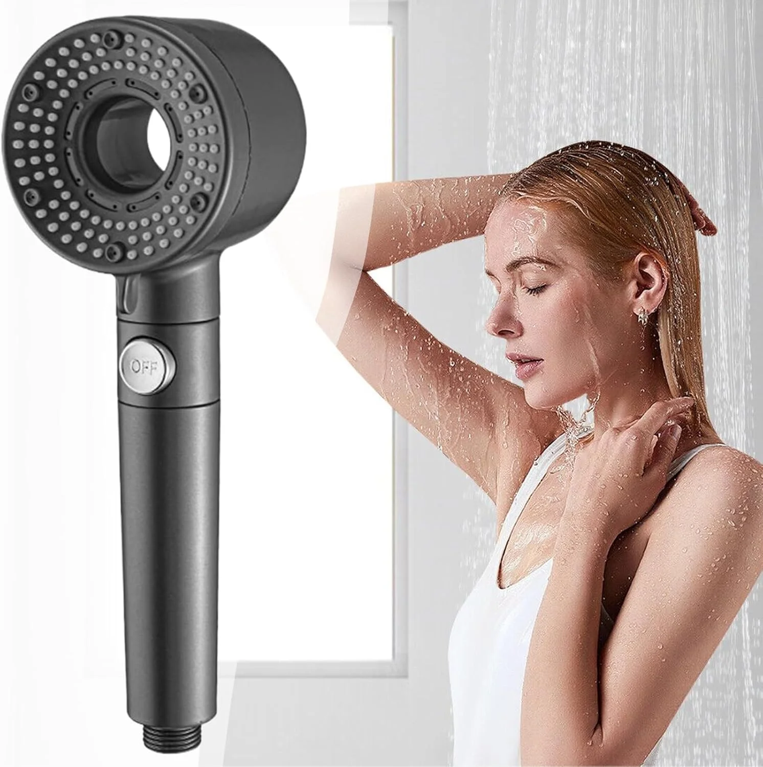 سردوش تقویت کننده | سردوش دستی فشار قوی، دارای 5 حالت قابل تنظیم برای استفاده در خوابگاه، هتل و آپارتمان