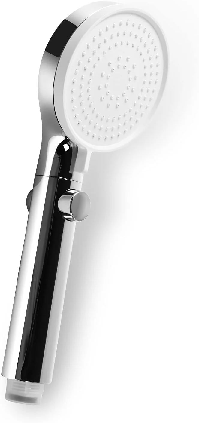 سردوش حمام، سردوش دستی با فشار بالا با 3 حالت اسپری و دسته کرومی، پنل سردوش سیلیکونی 3.5 اینچی، سوراخ ستون آب 0.3 میلی متری، توقف آب با یک دکمه، ایمن و راحت، فقط سردوش