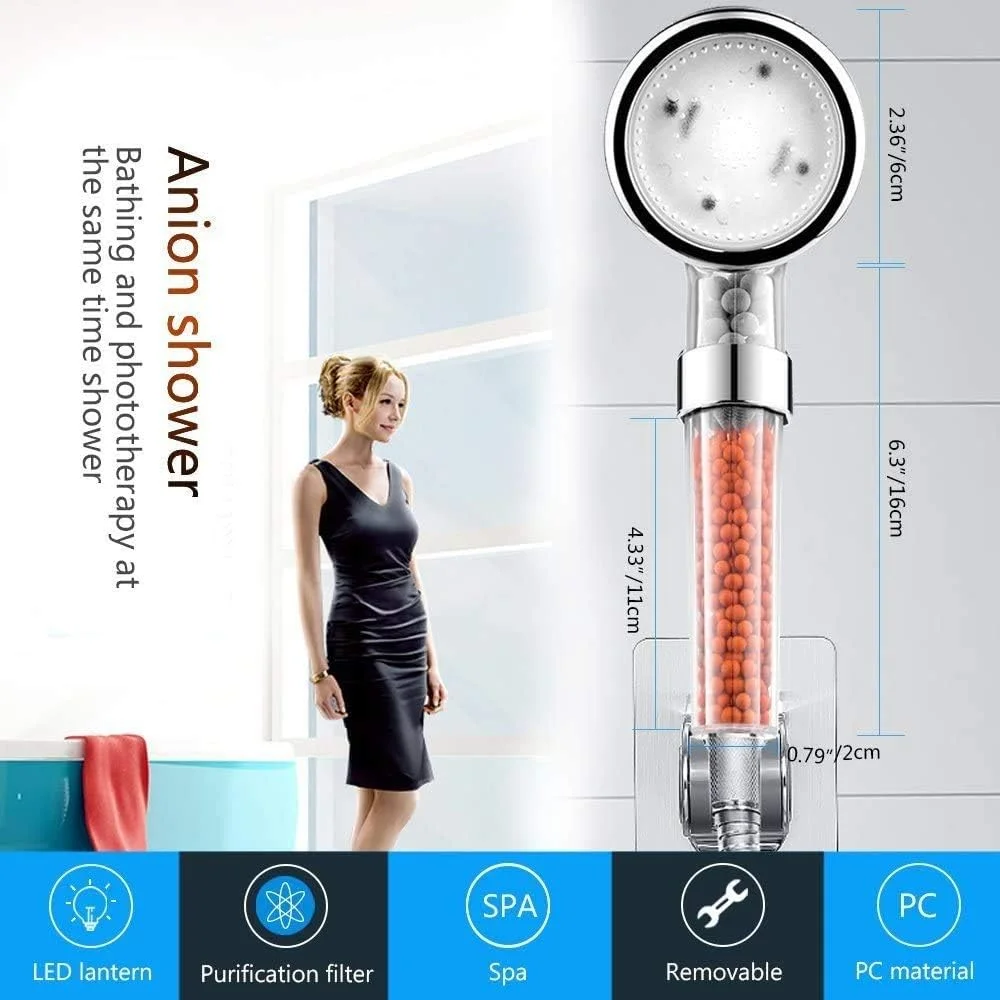 سردوش LED، سردوش دستی فیلتر دار فشار قوی، سردوش های فیلتر اسپری صرفه جویی در آب با 7 رنگ چراغ متغیر به طور خودکار برای ترمیم پوست خشک و ریزش مو سردوش LED، سردوش دستی فیلتر دار فشار قوی، سردوش های فیلتر اسپری صرفه جویی در آب با 7 رنگ چراغ متغیر به طور خودکار برای ترمیم پوست خشک و ریزش مو