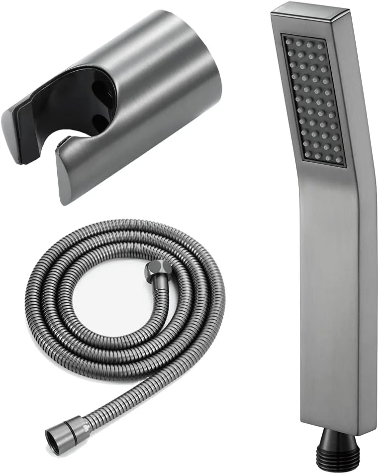 دوش دستی پرفشار، ست سر دوش دستی مربعی برنجی با شلنگ دوش استیل ضد زنگ 1.5 متری