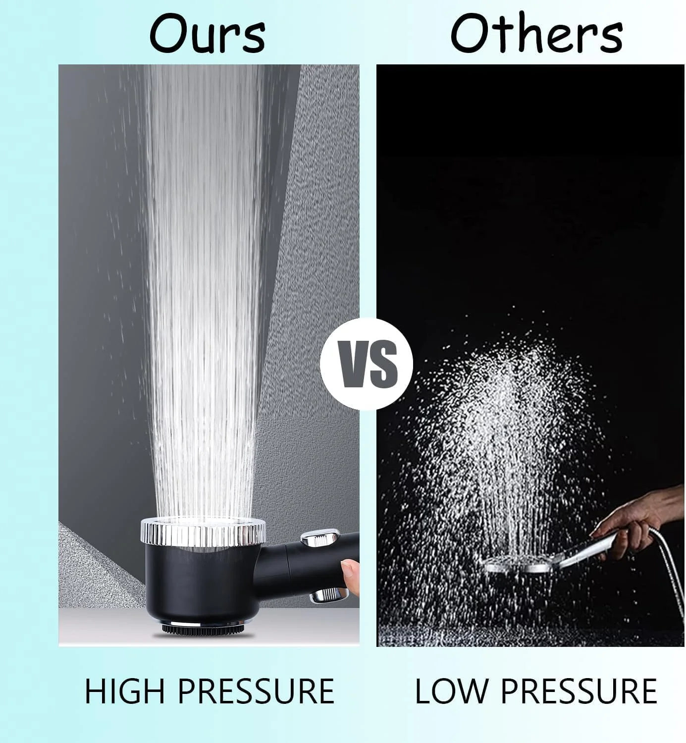 سری دوش حمام فشار قوی، سری دوش با شلنگ دستی، 3 حالت اسپری، سری دوش دستی با ماساژور پوست، دکمه روشن/خاموش، صرفه جویی در آب، با شلنگ استیل و پایه خود چسب قابل تنظیم