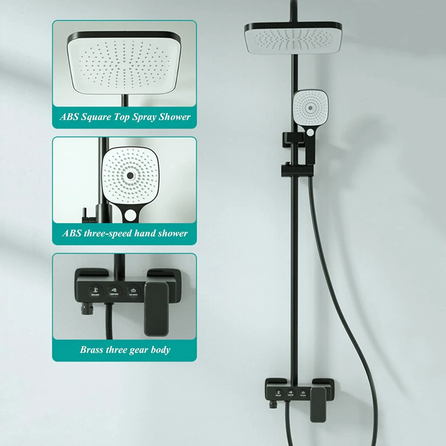 سردوش حمام، سردوش بارانی فشار قوی 10 اینچی و ست سردوش دستی، سردوش ضد نشت با نگهدارنده/شلنگ، مربعی