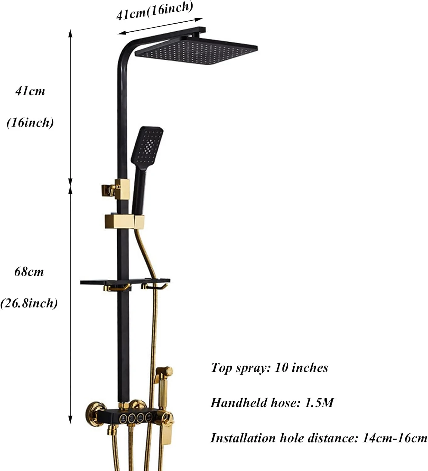 سردوش بارانی فشار قوی / ست سردوش دستی با بازوی افزایش طول 16 اینچی، سردوش ضد نشت با نگهدارنده و شلنگ سردوش بارانی فشار قوی / ست سردوش دستی با بازوی افزایش طول 16 اینچی، سردوش ضد نشت با نگهدارنده و شلنگ