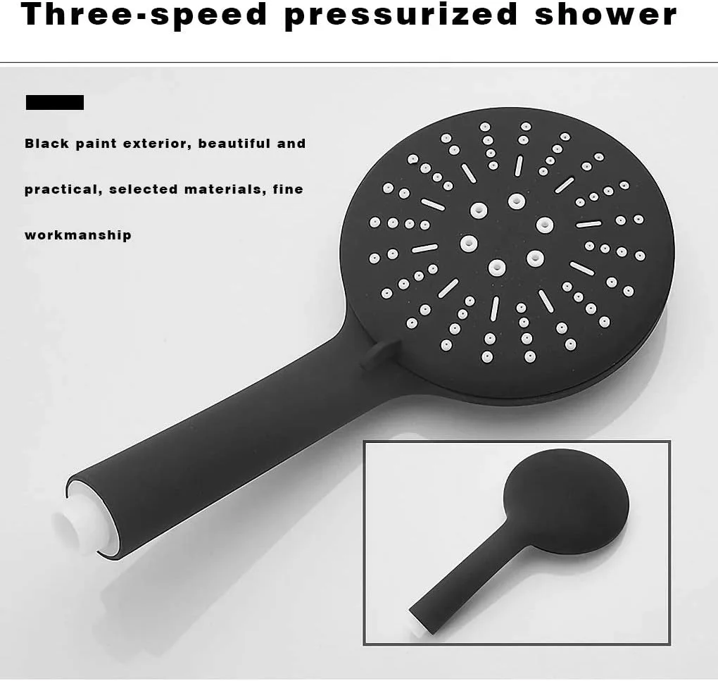 دوش حمام فشار قوی + شلنگ 1.5 متری، سر دوش بارانی، نازل دستی قابل تنظیم با فیلتر برای اسپری آب به همراه پایه نگهدارنده (رنگ: E) (D)