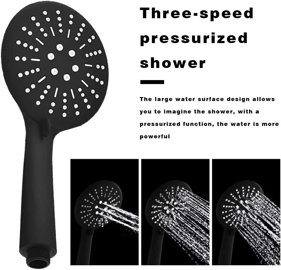 دوش حمام فشار قوی + شلنگ 1.5 متری، سر دوش بارانی، نازل دستی قابل تنظیم با فیلتر برای اسپری آب به همراه پایه نگهدارنده (رنگ: E) (D)