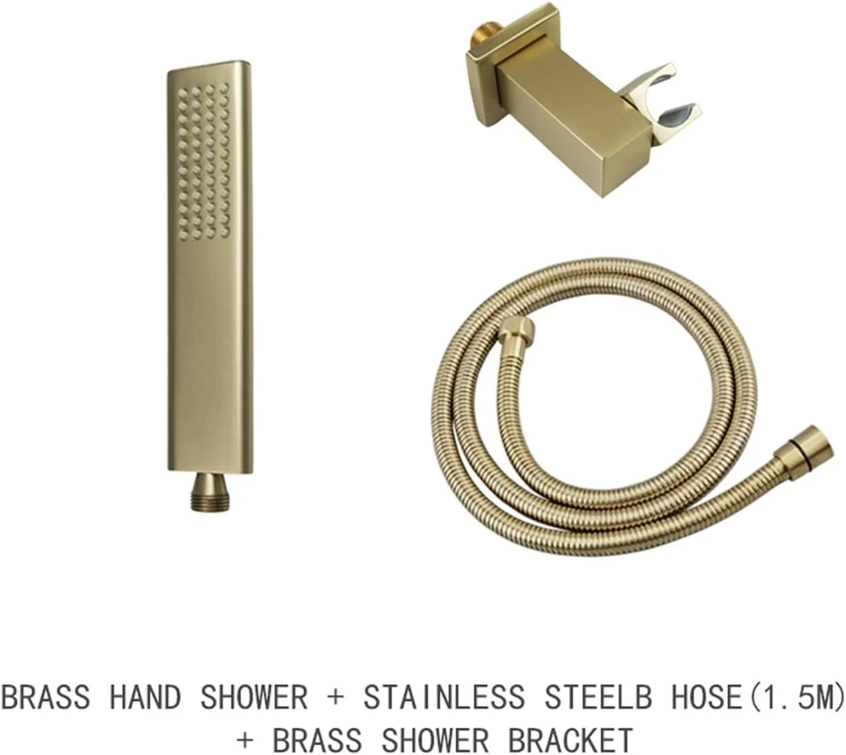 دوش دستی برنجی فشار قوی، دوش دستی گرد و مربعی به همراه نگهدارنده، طلایی برس خورده، صرفه جویی در آب، مجموعه آبپاش دوش دستی