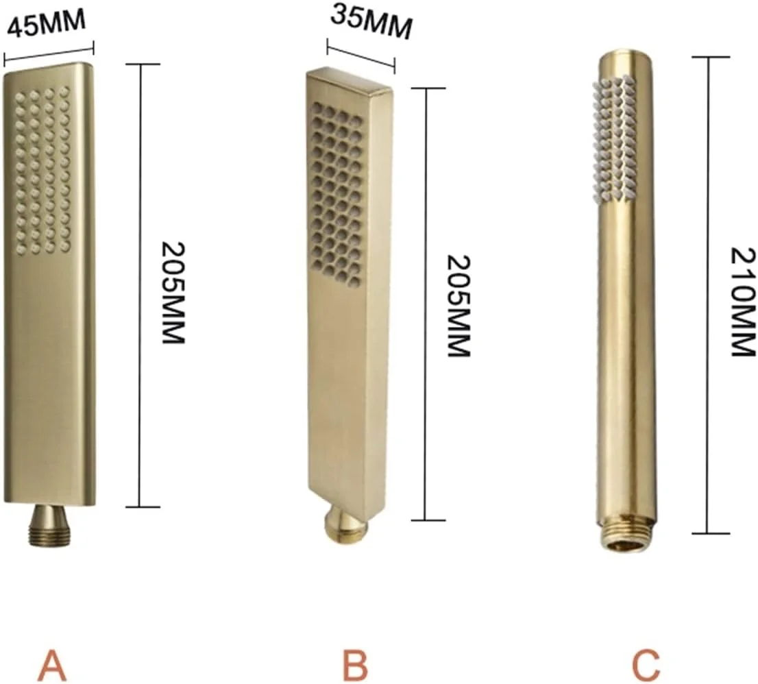 دوش دستی برنجی فشار قوی، دوش دستی گرد و مربعی به همراه نگهدارنده، طلایی برس خورده، صرفه جویی در آب، مجموعه آبپاش دوش دستی