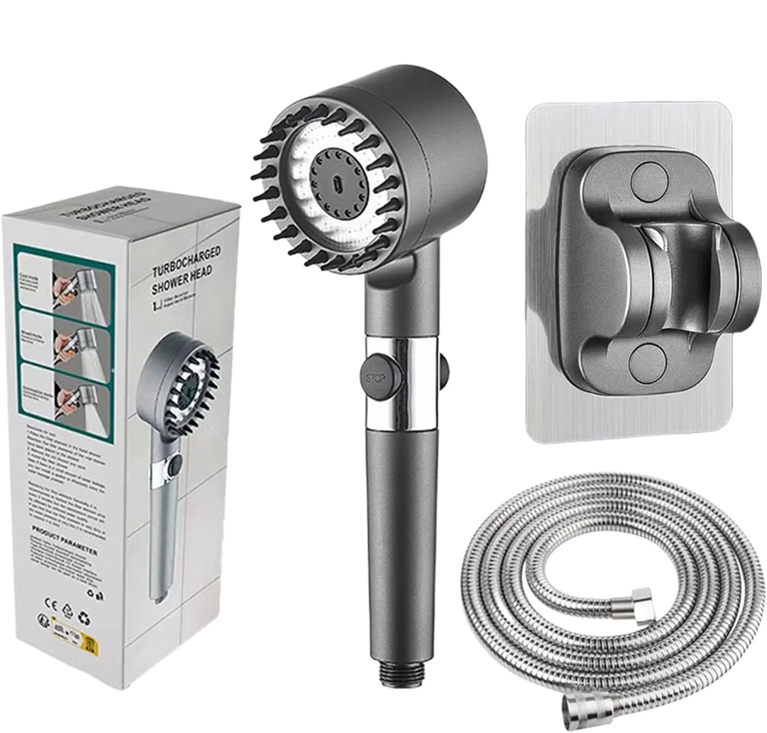 سردوش حمام فشار قوی - سردوش با 3 حالت پاشش | سردوش دستی با شلنگ برای وان و حذف کلر