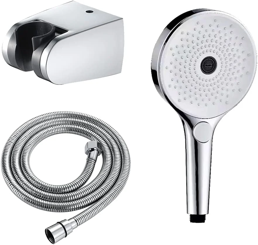 سری دوش دستی ABS با فشار قوی به همراه نگهدارنده دوش ABS، ست دوش دستی چند منظوره، سر دوش دستی گرد - مشکی