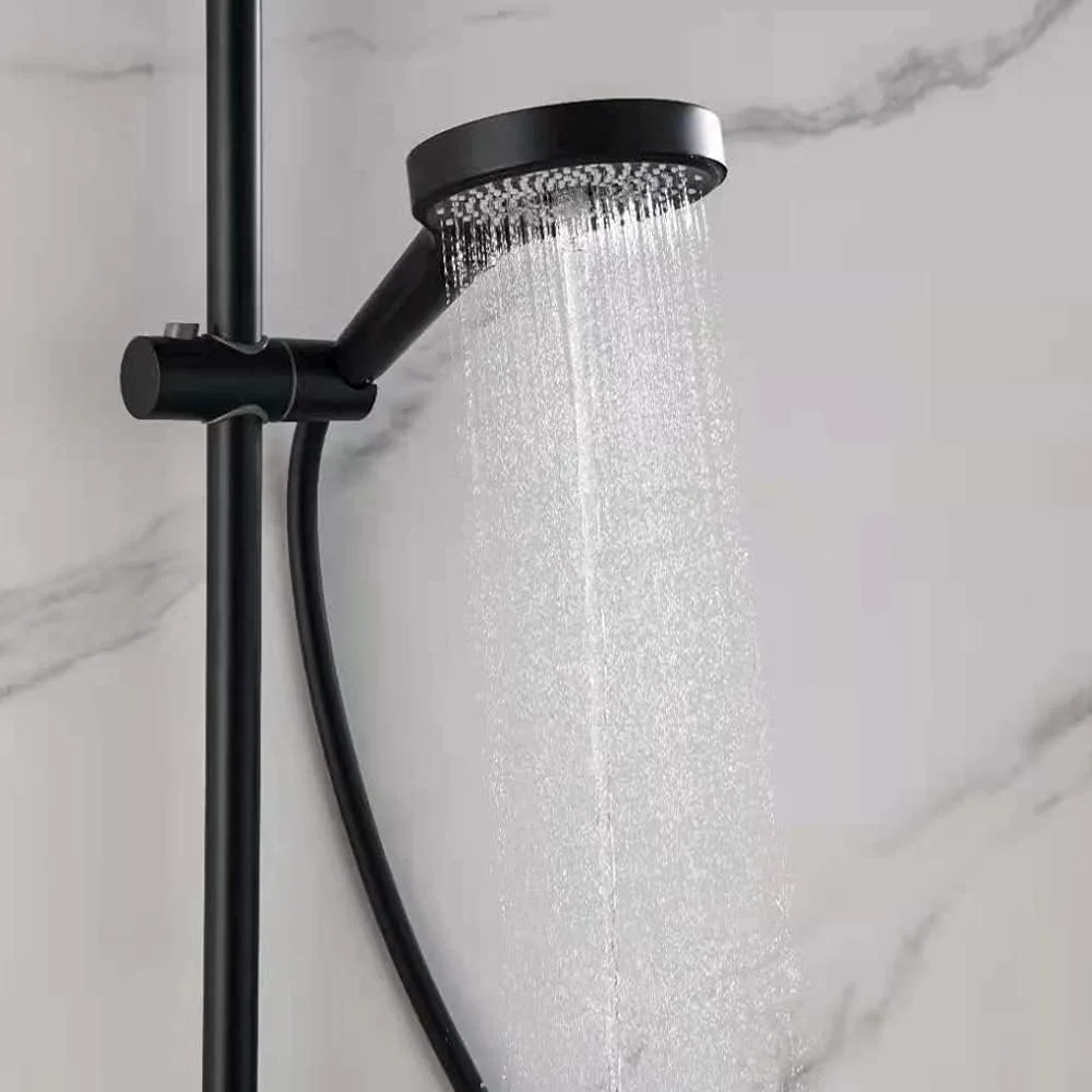 سری دوش دستی ABS با فشار قوی به همراه نگهدارنده دوش ABS، مجموعه دوش دستی چند منظوره، سر دوش دستی گرد - مشکی