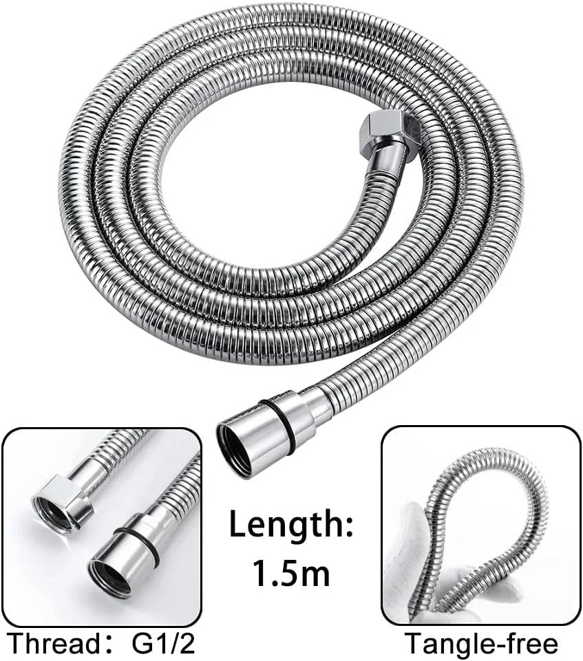 سری دوش دستی ABS با فشار قوی به همراه نگهدارنده دوش ABS، ست دوش دستی چند منظوره، سر دوش دستی گرد - مشکی