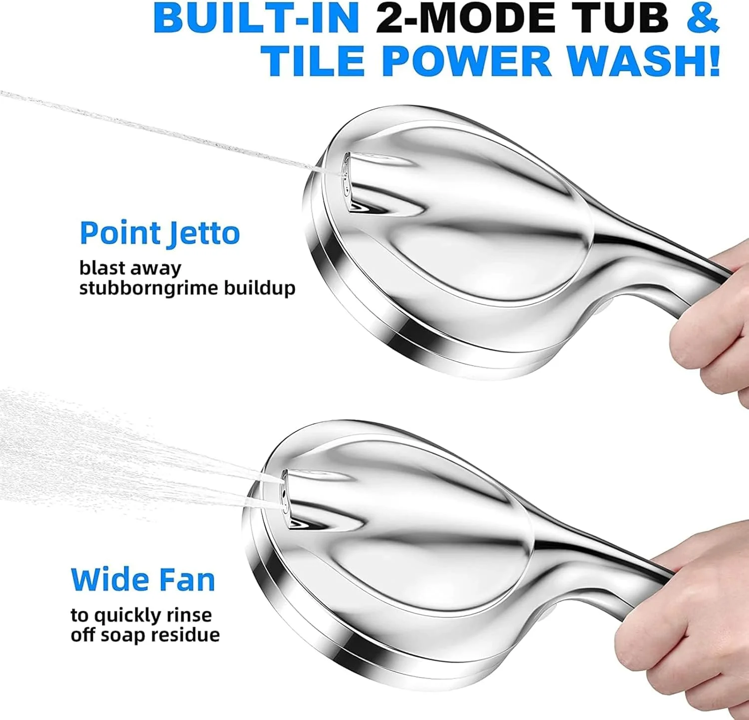 سردوش حمام فشار قوی با قابلیت صرفه جویی در آب به همراه شلنگ و رابط های یونیورسال ساخته شده از ABS و استیل ضد زنگ