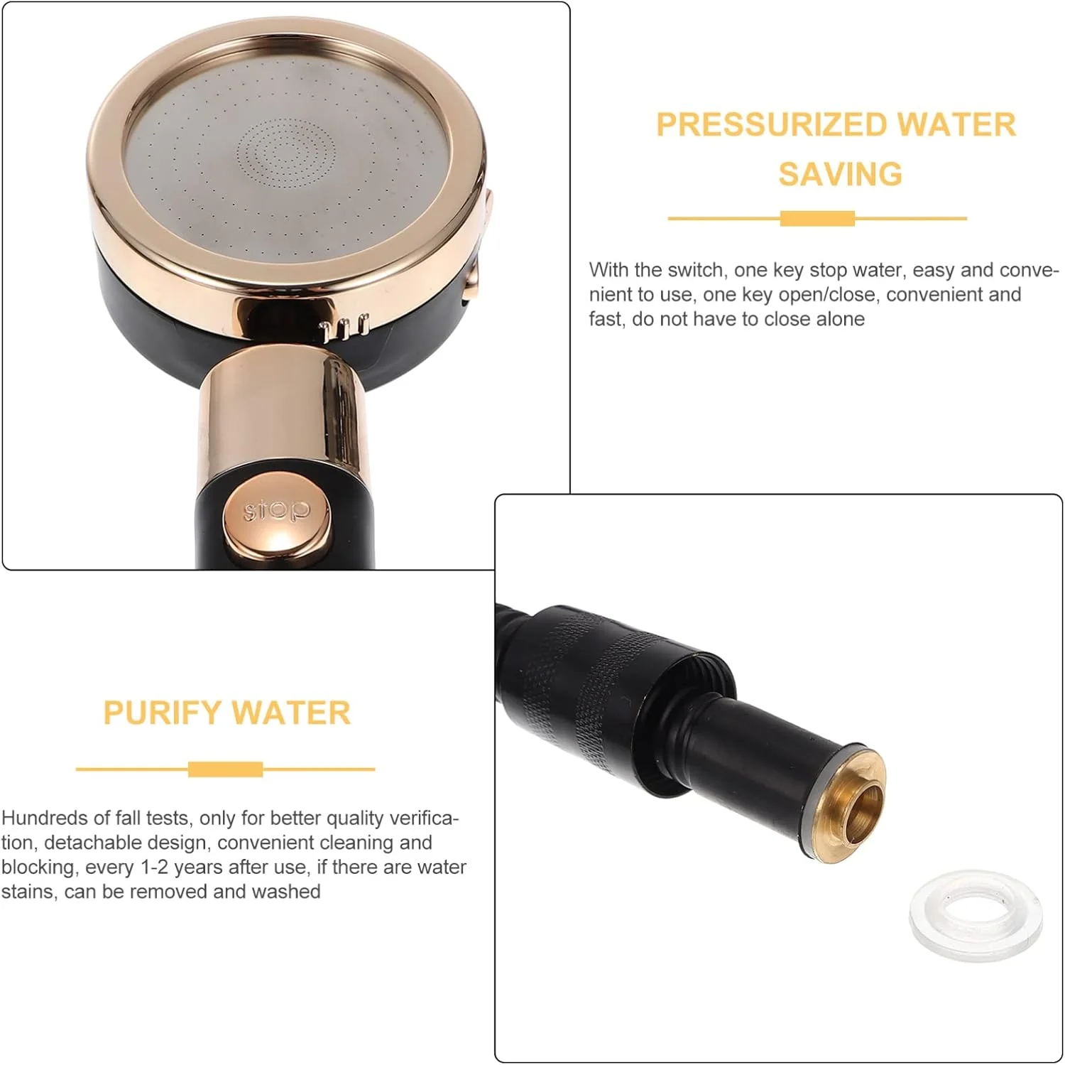 یک ست دوش فیلتردار تحت فشار، سر دوش حمام با فشار قوی، سر دوش دستی برای حمام، سر دوش حمام به همراه شلنگ و پنبه