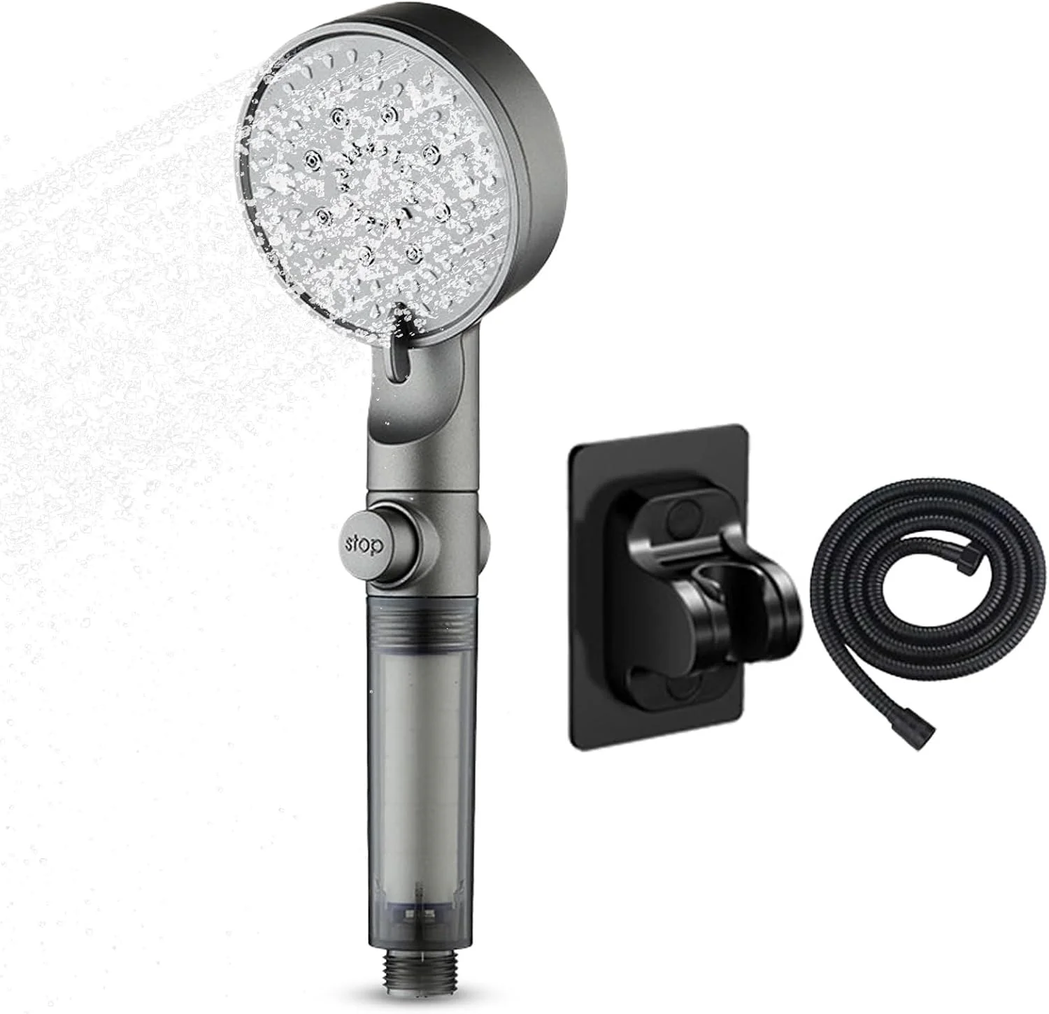 سردوش حمام تحت فشار - سردوش دستی حمام با 5 حالت اسپری، لوازم جانبی سردوش حمام با شلنگ و براکت برای اسپا، هتل، آپارتمان، مسافرت، استراحتگاه، RV