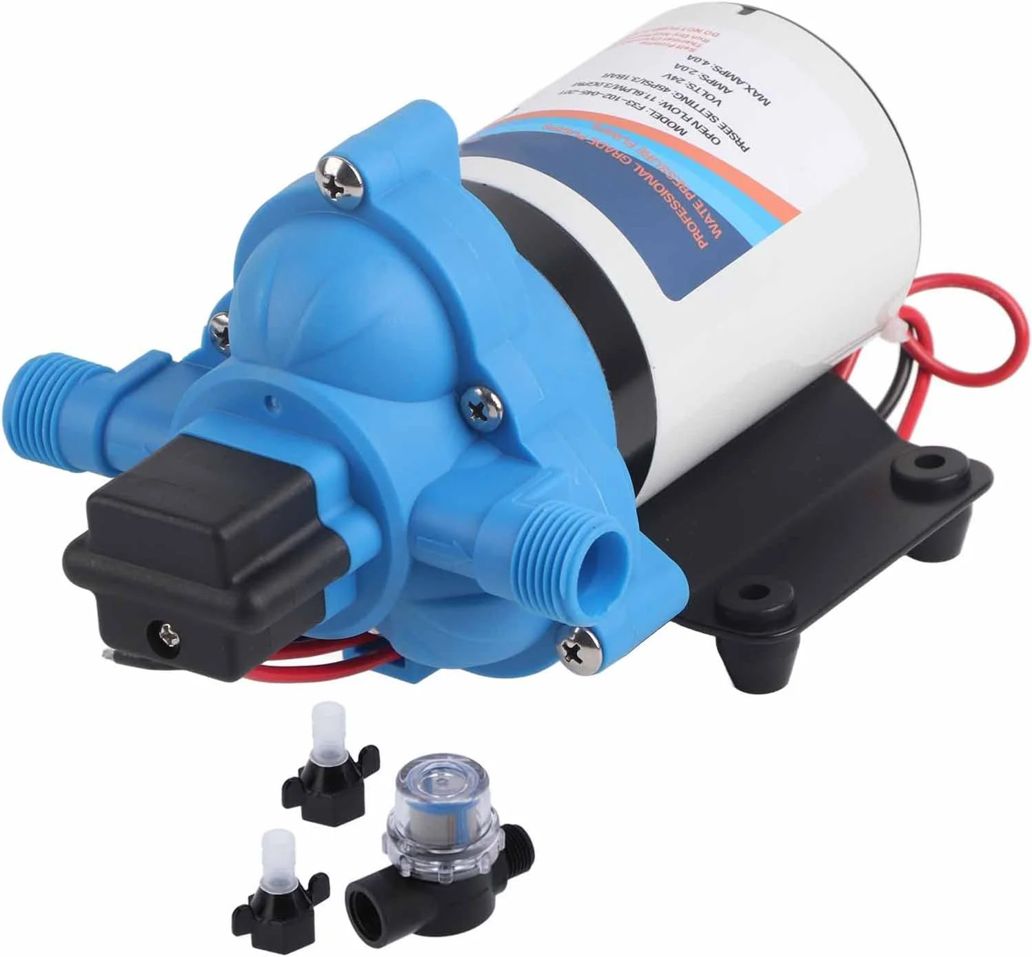 پمپ دیافراگمی Torvex، پمپ آب برقی با موتور خود مکش و نرخ 3.0GPM، پمپ فشار دیافراگمی DC برای سیستم آب قایق (F33-102-045-201 (24V)) پمپ دیافراگمی Torvex، پمپ آب برقی با موتور خود مکش و نرخ 3.0GPM، پمپ فشار دیافراگمی DC برای سیستم آب قایق (F33-102-045-201 (24V))