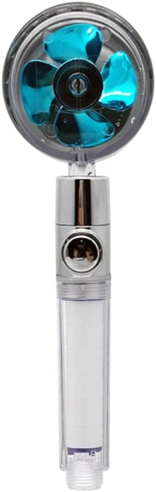 سردوش چرخشی 360 درجه با فشار قوی و دکمه توقف فن، به همراه فیلتر، مناسب برای حمام، آبی شفاف