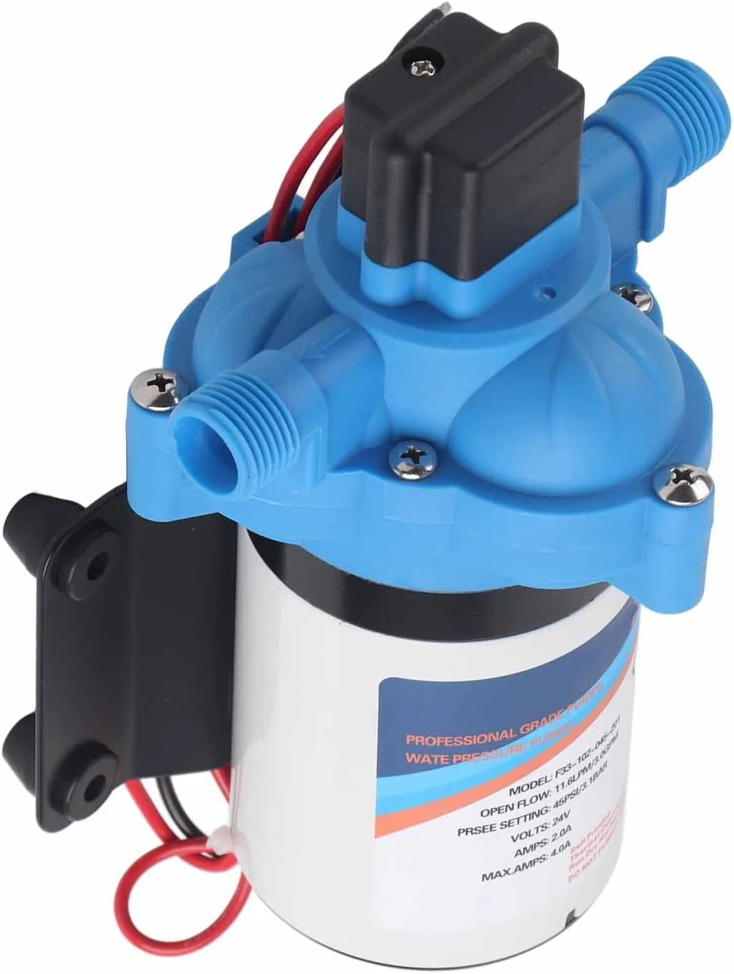 پمپ دیافراگمی Torvex، پمپ آب برقی با موتور خود مکش و نرخ 3.0GPM، پمپ فشار دیافراگمی DC برای سیستم آب قایق (F33-102-045-201 (24V)) پمپ دیافراگمی Torvex، پمپ آب برقی با موتور خود مکش و نرخ 3.0GPM، پمپ فشار دیافراگمی DC برای سیستم آب قایق (F33-102-045-201 (24V))