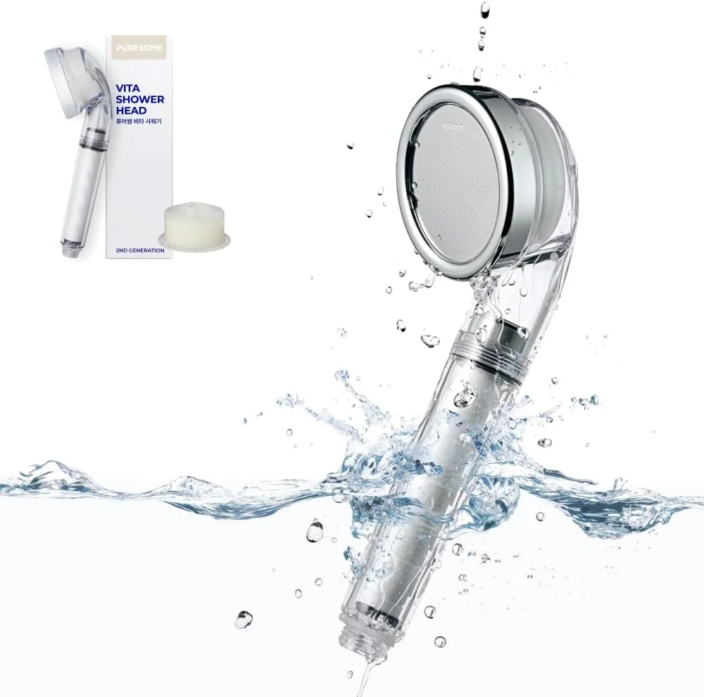 سردوش تصفیه کننده Bodyluv Vita Puresome، شامل یک کارتریج فیلتر تصفیه، نرم کننده آب سخت دستی، فشار قوی آب و صرفه جویی در آب برای حمام (پودر بچه)