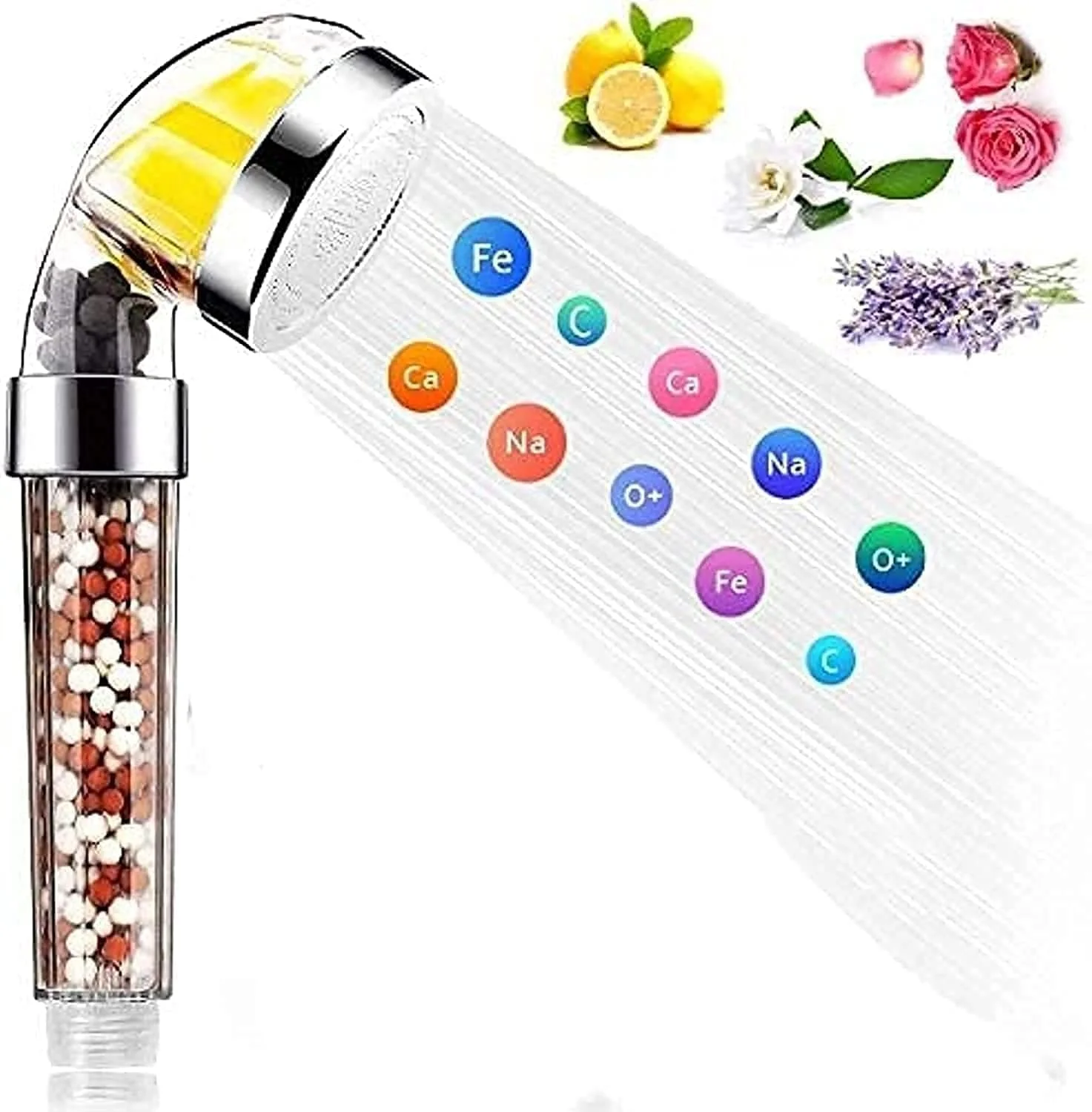 سر دوش فیلتر دار پوری پرو، سیستم تصفیه آب برای کمک به کاهش ریزش مو. سه حالت عملکردی شامل بارانی، جت و ماساژ، سر دوش دستی فیلتر جریان یونی منفی (60MM + ویتامین C)