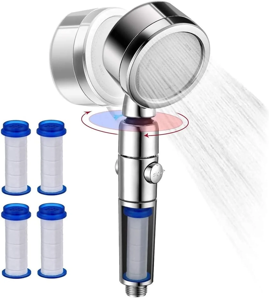 سری دوش دستی پوری پرو، مجموعه دوش، فیلتر دوش، فشار قوی، 3 حالت قابل تنظیم، صرفه جویی 70 درصدی در آب، خاموش/روشن با یک کلیک، ضد نشت، نسخه به روز شده 2022 به همراه 4 فیلتر اضافی