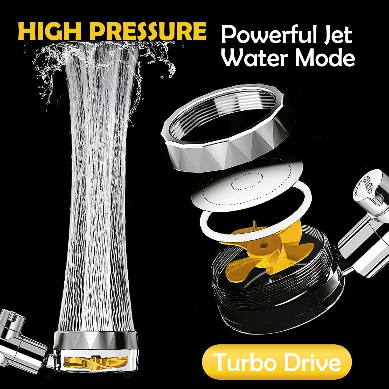 سردوش چرخشی پرفشار با فیلتر و دکمه تنظیم، چرخش 360 درجه، فن دار، صرفه جویی در آب (طلایی، 4 فیلتر) سردوش چرخشی پرفشار با فیلتر و دکمه تنظیم، چرخش 360 درجه، فن دار، صرفه جویی در آب (طلایی، 4 فیلتر)